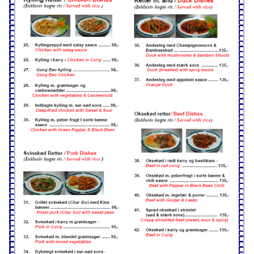 Kinesisk Restaurant Kalundborg Retter