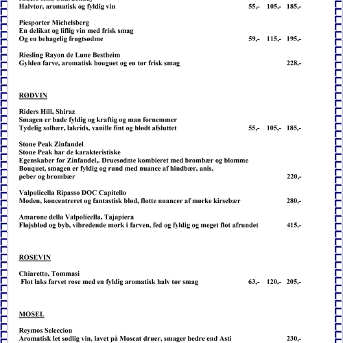Kinesisk Restaurant Kalundborg Vinkort